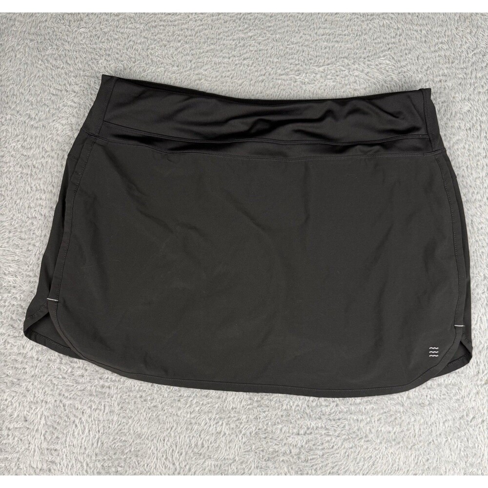 Free Fly Skort Womens XL Black Athletic Skirt Built-In Shorts Bamboo Pockets
